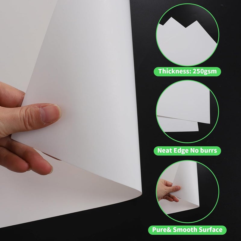 Lalutte 20Pcs White Poster Board 11"X14",250GSM Thickness Poster Paper,Glossy& Matte Side Large Posterboard,Poster Board Bulk For School Arts Crafts,Project Presentations,Drawing,Office,Displays, Signs - Image 5
